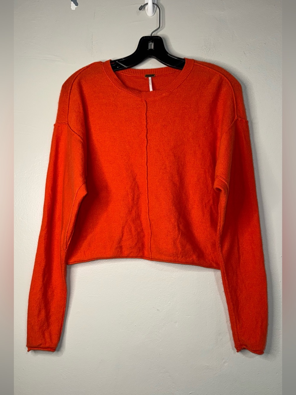 Free People Bright Orange Cropped Crew Sweatshirt